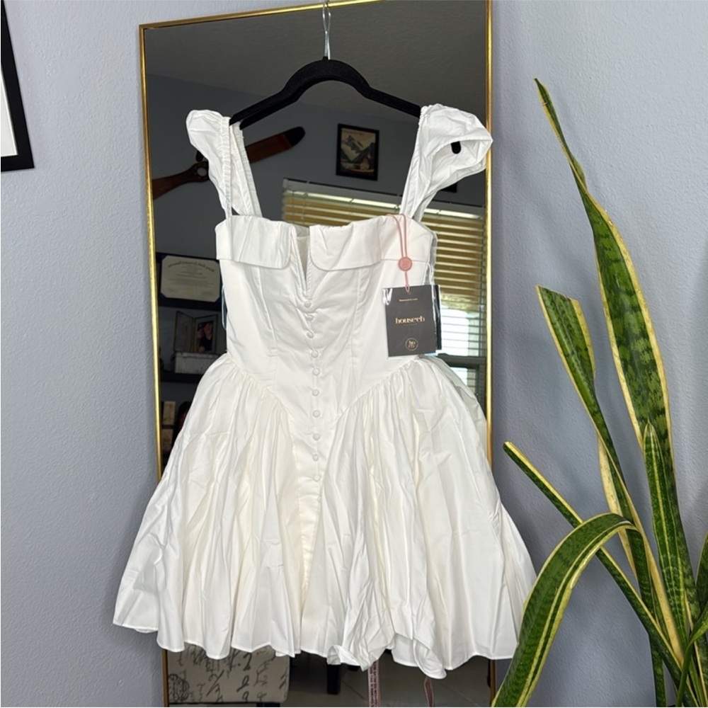 House of Cb ‘Florence’ White Cotton Corset Mini Dress NWOT - Picture 8 of 11
